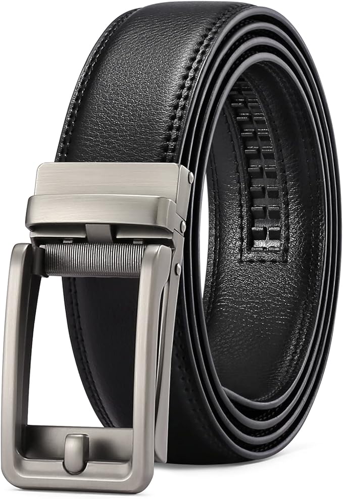 SENDEFN Men's Leather Dress Casual Belt 1 3/8" Automatic Adjustable Click Buckle Belts with Gift Box