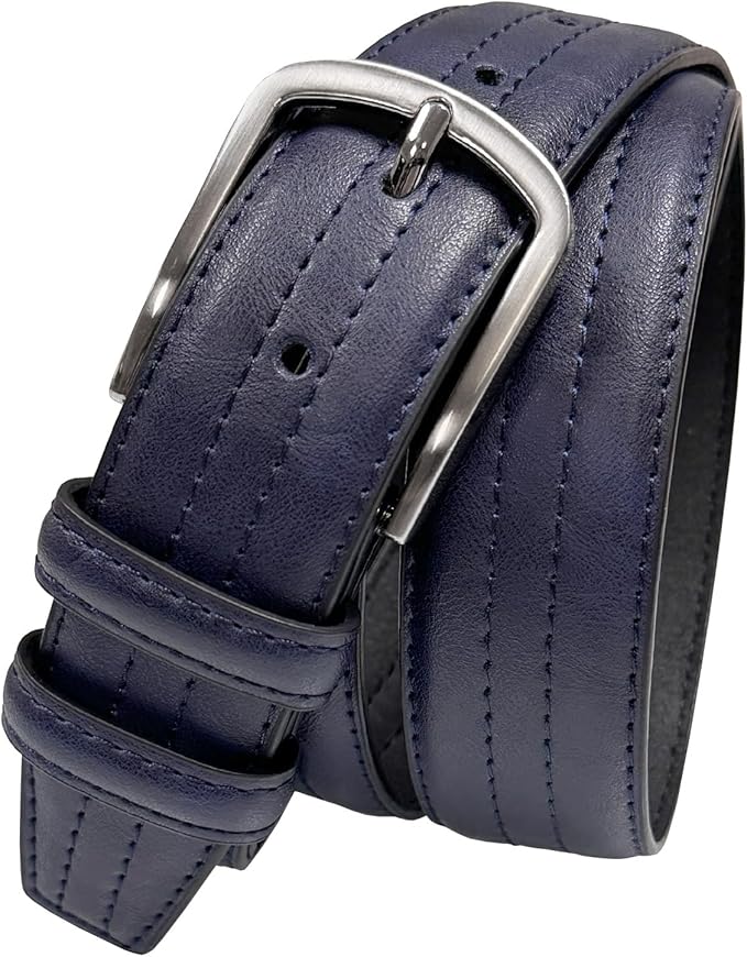 Men's Vegan Faux Leather Belt Classic Work Business Dress Belt 1-3/8"(35mm) wide
