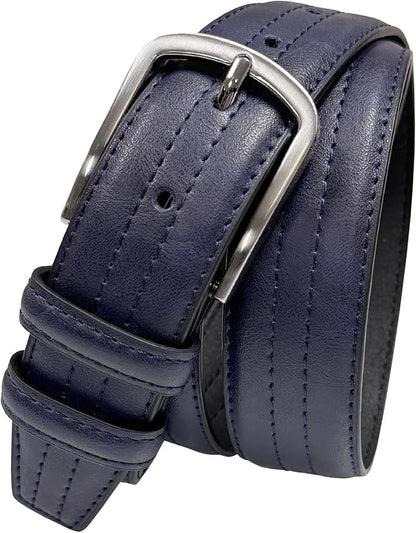 Men's Vegan Faux Leather Belt Classic Work Business Dress Belt 1-3/8"(35mm) wide