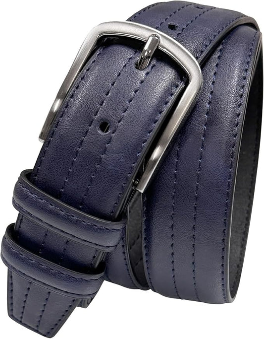 Men's Vegan Faux Leather Belt Classic Work Business Dress Belt 1-3/8"(35mm) wide
