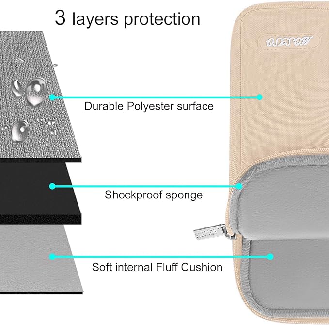 MOSISO Laptop Case 15 inch, 15 inch Laptop Sleeve Compatible with MacBook Air M5 A3448 M4 A3241 M3 A3114 M2 A2941 2026-2023, Dell XPS, Polyester Vertical Computer Sleeve Bag with Pocket, Apricot