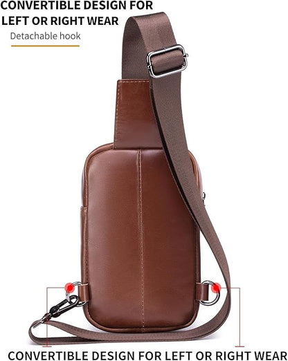 Rainbow Horse - Genuine Leather Mini Sling Bag, Small Chest Bag for Men, Suitable for Outdoor Travel and Daily Commuting