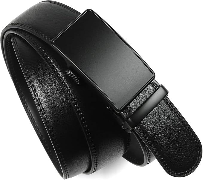 Founders & C Men's Ratchet Belt 1 3/8",Leather Dress Belt Adjustable with Click Sliding Buckle Trim to Exact Fit