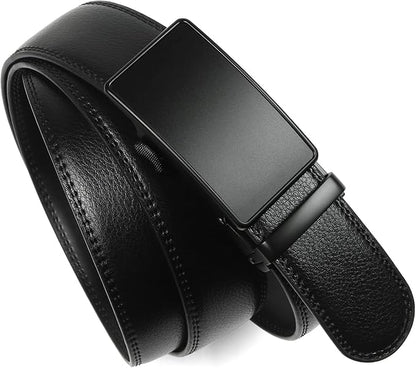 Founders & C Men's Ratchet Belt 1 3/8",Leather Dress Belt Adjustable with Click Sliding Buckle Trim to Exact Fit