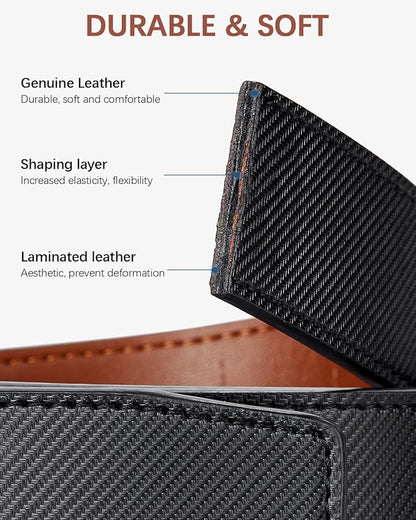 BOSTANTEN Mens Belt Leather Ratchet Belt For Men Dress and Casual with Adjustable Buckle, Trim to Fit