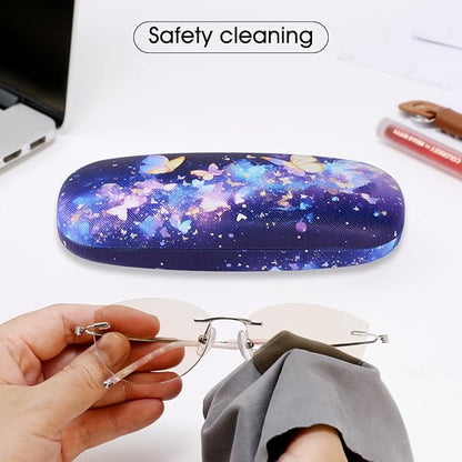 PERFECTSIGHT Hard Shell Eyeglasses Case, PU Leather Protective Glasses Case, Cute Eyeglass Case for Women Men Girls