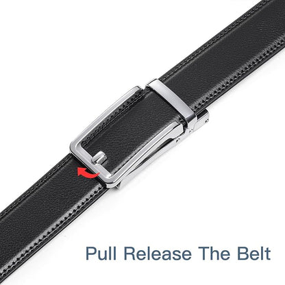 SENDEFN Men's Leather Dress Casual Belt 1 3/8" Automatic Adjustable Click Buckle Belts with Gift Box