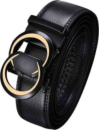 Men's Ratchet Belt Leather Belt Adjustable for Men Gift 1 3/8-Cut for Perfect Fit