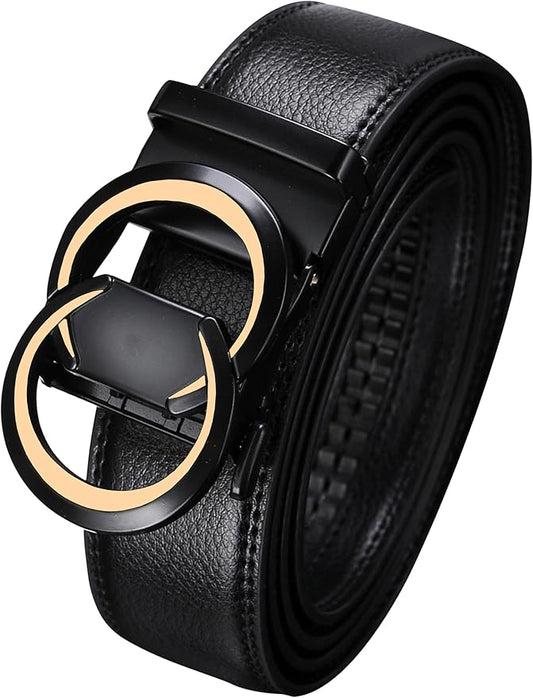 Men's Ratchet Belt Leather Belt Adjustable for Men Gift 1 3/8-Cut for Perfect Fit