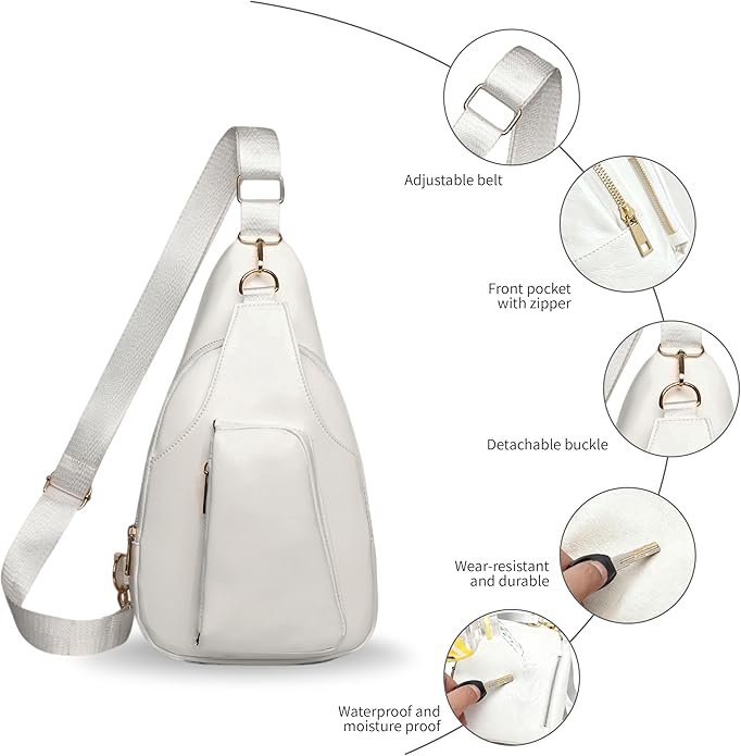 Sling Bag Set, PU Leather Sling Bag, Multi-Zipper Design for Travel, Outdoors, Valentine’s Day Gifts