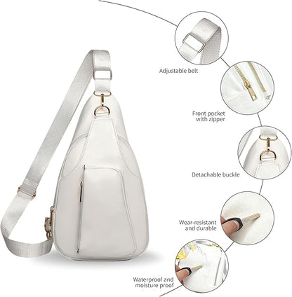 Sling Bag Set, PU Leather Sling Bag, Multi-Zipper Design for Travel, Outdoors, Valentine’s Day Gifts