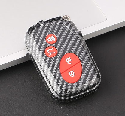 Key Fob Cover Case Fit for 2005-2018 Lexus ES350 GS300 GS350 GS430 GS450h ISC IS250 IS350 LS460 LS600h Keyless Entry Remote Case Holder ABS Carbon Fiber Pattern (Red)
