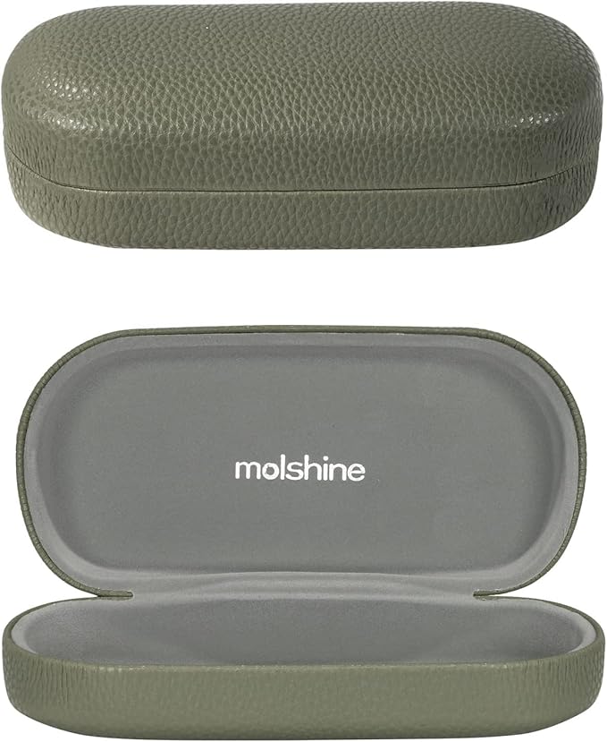 molshine Hard Shell Leather Sunglasses Case,Classic Large Glasses Case for Women Men,Sunglass Eyeglasses
