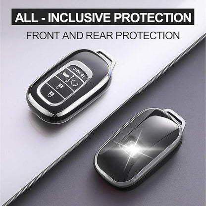 Key Fob Cover for Honda - Premium Soft TPU Shell Full Protection Case with Keychain, Fits Accord Civic HR-V CR-V Pilot Passport, Pink 4-Button