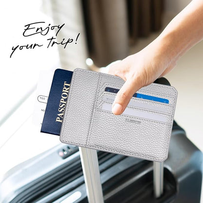 TARGAA Passport Holder, Slim Travel Wallet RFID Blocking Card Case Cover Passport Cover Protector passport sleeve Essentials with Credit Card Slots for Women/Men (Silver)