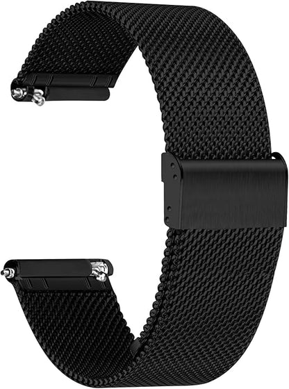 TStrap Mesh Watch Band Metal - Black Quick Release Watch Bands for Men Women - Stainless Steel Smart Watches Strap Bracelet Replacement - 10mm 12mm 14mm 16mm 18mm 20mm 22mm