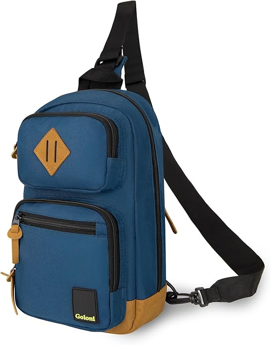 Goloni Sling Bag for Men Women, Crossbody Shoulder Bag with Multiple Pockets, Lightweight Casual Daypack for Travel