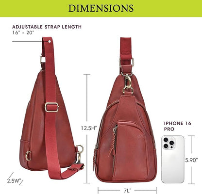 MMS Brands Antik Kraft Tasha Crossbody Sling | Vegan Leather Crossbody Bag for Women with 16-20" Strap | Sling Bags for Women