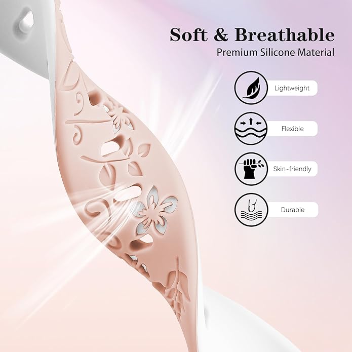Laband 18mm Floral Engraved Band Compatible With Garmin Venu 3S 41mm/Venu 2S/Vivoactive 4S/Vivomove 3S/Venu 4 41mm/Forerunner 255S/Forerunner 265S,Soft Slim Silicone Cute Embossed Flower Strap for Men