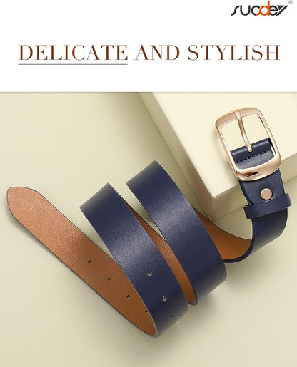 SUOSDEY Women Belts For Jeans Dresses Pants Ladies Leather Waist Belt with Elegant Buckle, Width 1.3"