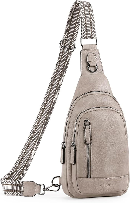 CLUCI Crossbody Bags for Women Men,Leather Sling Bag Cross Body Backpack for Woman Gifts for Women Birthday Unique