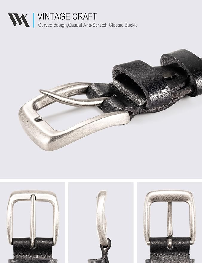 WOLFANT Leather Belt for Men,100% Italian Full Grain Real Solid Leather
