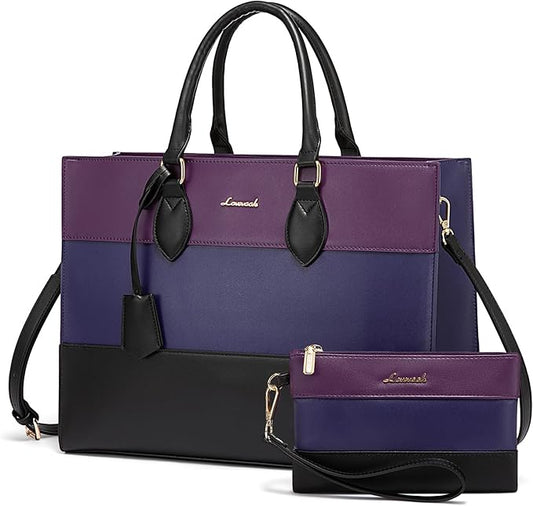 LOVEVOOK Laptop Tote Bag for Women, Work Totes Business Office Computer Briefcase with Clutch Purse