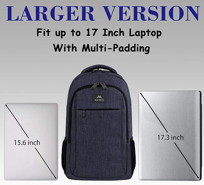 MATEIN Large College Backpack, Sturdy Computer Backpack Fits 17 inch Notebook, Carryon Luggage Travel Laptop Bag for Business Men and Women Christmas New Year Gift, Blue