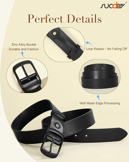SUOSDEY Women Belts For Jeans Dresses Pants Ladies Leather Waist Belt with Elegant Buckle, Width 1.3"