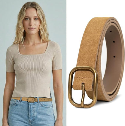 MJNUONE Leopard Print Belt for Women Leather Waist Belts Classic Needle Buckle Animal Printed forJeans dress Party Outfits