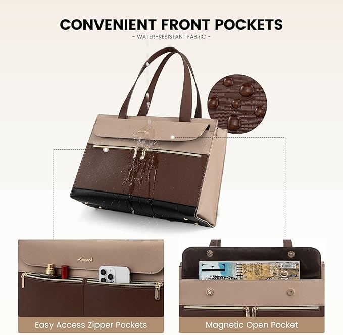 LOVEVOOK Laptop Bag for Women 15.6 Inch Laptop Tote Work Bags Professional Leather Computer Briefcase Waterproof Handbag Shoulder Large Capacity Business Teacher Office Crossbody Purse