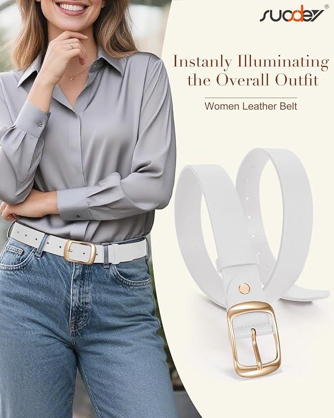 SUOSDEY Women Belts For Jeans Dresses Pants Ladies Leather Waist Belt with Elegant Buckle, Width 1.3"