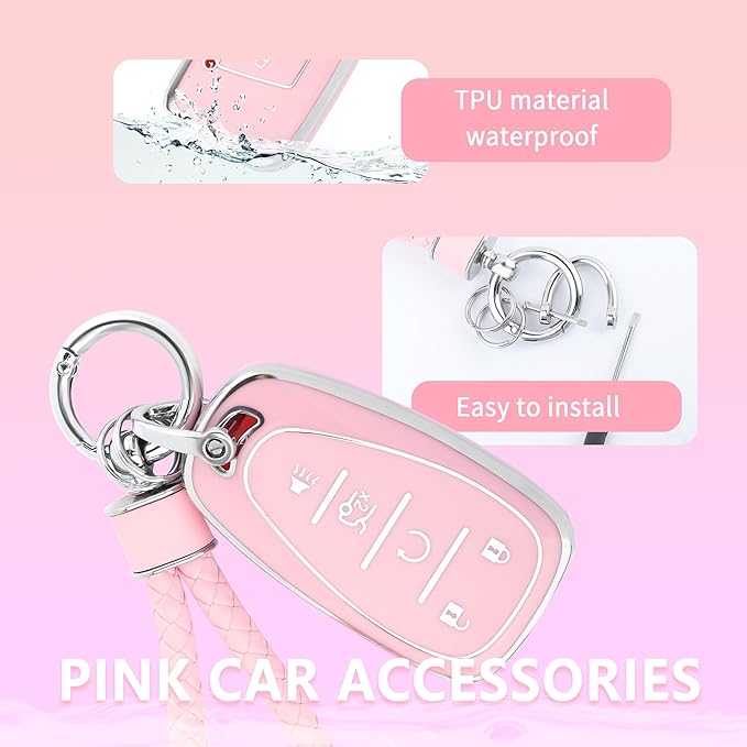 carleef Remote Key Fob Cover with Key Chain,TPU Car Key Cover for All Around Protection,Key Fob Protector Compatible with Chevroiet(for Chevroiet)