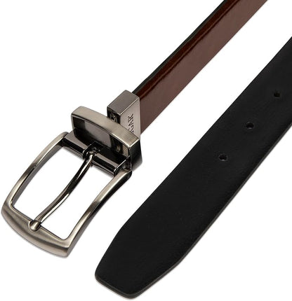 Haggar Men's 2-in-1 Reversible Leather Belt for Dress Pants, Suits, Khakis - Classic, Business Casual, Formal, Work