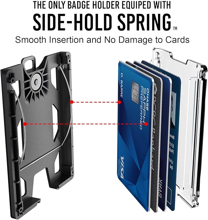 GOVO T4 Badge Holder/Wallet - Durable Polycarbonate ID/Credit Holder with Metal Clip and 4 Cards Slot (Holds 1to 4 Cards) Black