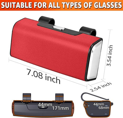 Car Sunglasses Holder for Sun Visor, Button Leather Eyeglass Hanger and Interior Storage Box