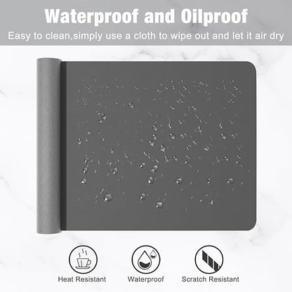 Hsurbtra Desk Pad, 23.6" x 13.8" PU Leather Desk Mat, M Extended Mouse Pad, Waterproof Desktop Blotter Protector, Non-Slip Ultra Thin Small Laptop Keyboard Writing Mat for Office Home, Dark Gray