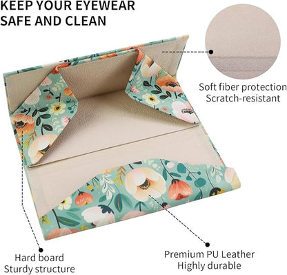Foldable Glasses Case, Magnetic PU Leahter Sunglasses Case, Cute Hard Shell Folding Eyeglass Cases for Women Kids