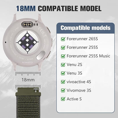 18mm 20mm 22mm Hook and Loop Watch Band Compatible with Garmin Vivoactive 5/ Vivoactive 6/ Vivoactive 3, Soft Nylon Breathable Sport Strap for Venu 2S/ Venu3S/ Forerunner 265s,Venu 3/ Venu 2 Men Women