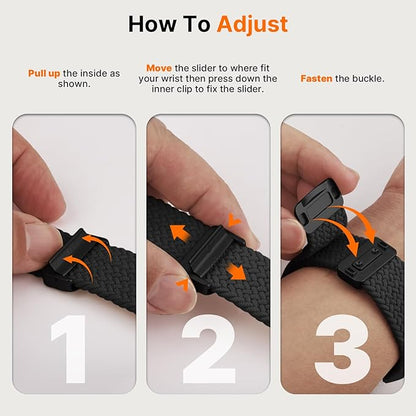 Fullmosa Magnetic Braided Watch Bands - 18mm 20mm 22mm Quick Release Watch Strap, Stretchy Nylon Solo Loop Compatible with Garmin Samsung Galaxy Amazfit for Men Women(22mm, Denim+Black)