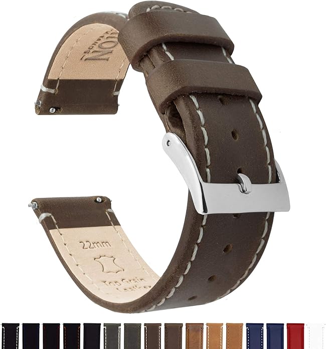 BARTON WATCH BANDS - Top Grain Leather Watch Bands Compatible with Apple Watch Models - 1, 2, 3, 4, 5, 6, 7, 8, 9, 10, SE, Ultra & Ultra 2