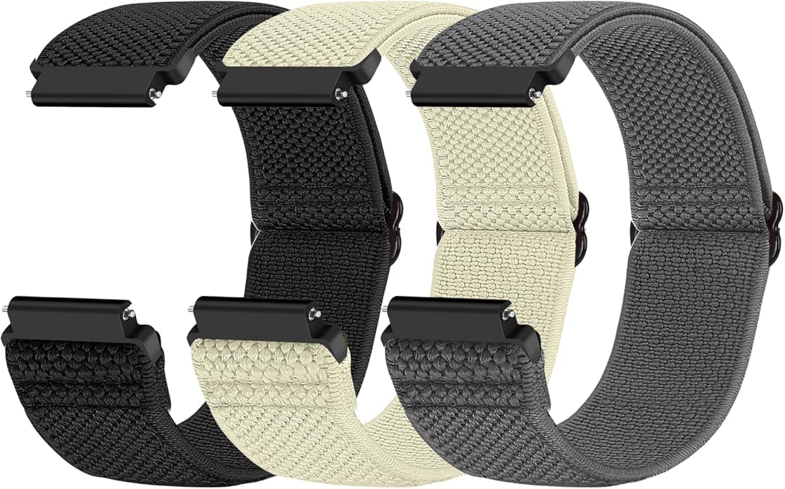 Compatible with 16mm 18mm 19mm 20mm 22mm 24mm Watch Bands Quick Release Replacement Wristband,Adjustable Stretchy Nylon Solo Loop Straps Fabric Braided Sport Elastic Bands for Men Women