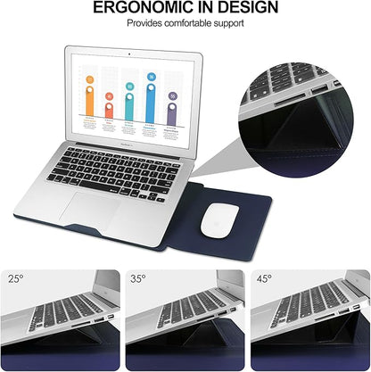 HoYiXi 13.3'' /13.6'' Laptop Sleeve Case Leather Bag with Stand Compatible with MacBook Pro 14/MacBook Air 13(M1 M2)/13.3'' Yoga/Dell XPS 13/HP/Matebook 14'' Laptop case, Blue