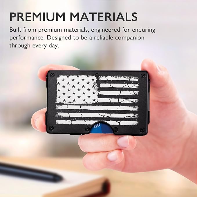 RUNBOX Slim Wallet for Men - RFID Blocking Metal Card Holder with Money Clip,Minimalist Thin Front Pocket Wallet, Holds 15 Cards,Gifts for Men,Men's Accessories