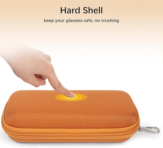 Double Eyeglasses Case Hard Shell Dual Sunglasses Organizer with Zipper Closure Travel Eyewear Storage for Vehicle