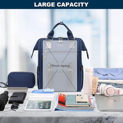 LOVEVOOK Laptop Backpack for Women Work Travel Backpack College Backpack Purse Business Commuter Computer Bag Teacher Doctor Nurse Bags, 15.6 Inch, Blue-black