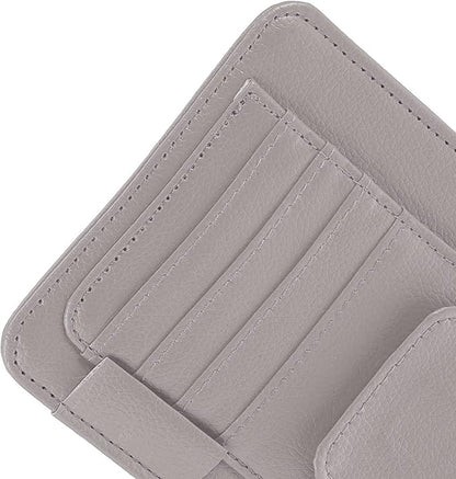 X AUTOHAUX PU Leather Car Sun Visor Organizer Glasses Holder Card Holder Auto Accessories Pocket Organizer Gray