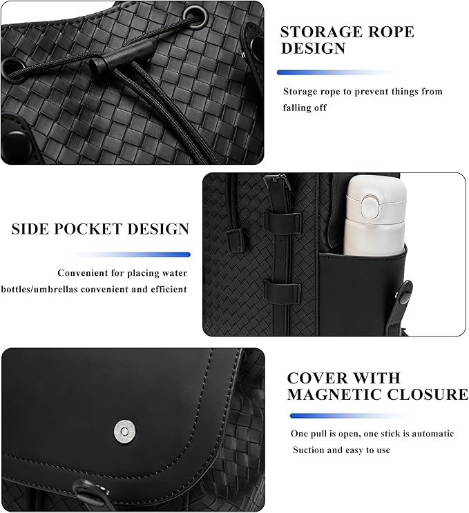 KingTo Laptop Backpack for Men Luxury Anti-Theft Travel Backpack Casual Business Waterproofing Computer Bag (A-woven black-1)