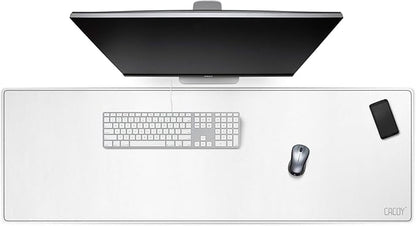 Cacoy Leather Desk Blotter Pad, 47.2" x 15.7" Oversized Mouse Pad XXL, Extended Computer Mouse Mat, Desk Writing Pad for Office, Home, Gaming (White)