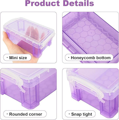 12 PCS testyu Small Storage Containers with Lids, 5" X 2.8" X 2" Stackable Small Plastic Box, Colorful Mini Plastic Storage Box for Jewelry Beads Crafts Items Accessories